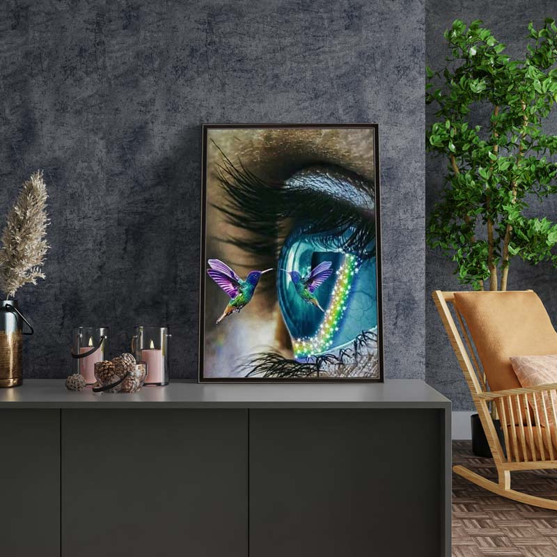 5D Diamond Painting AB Steine Auge mit Vogel - Unique-Diamond