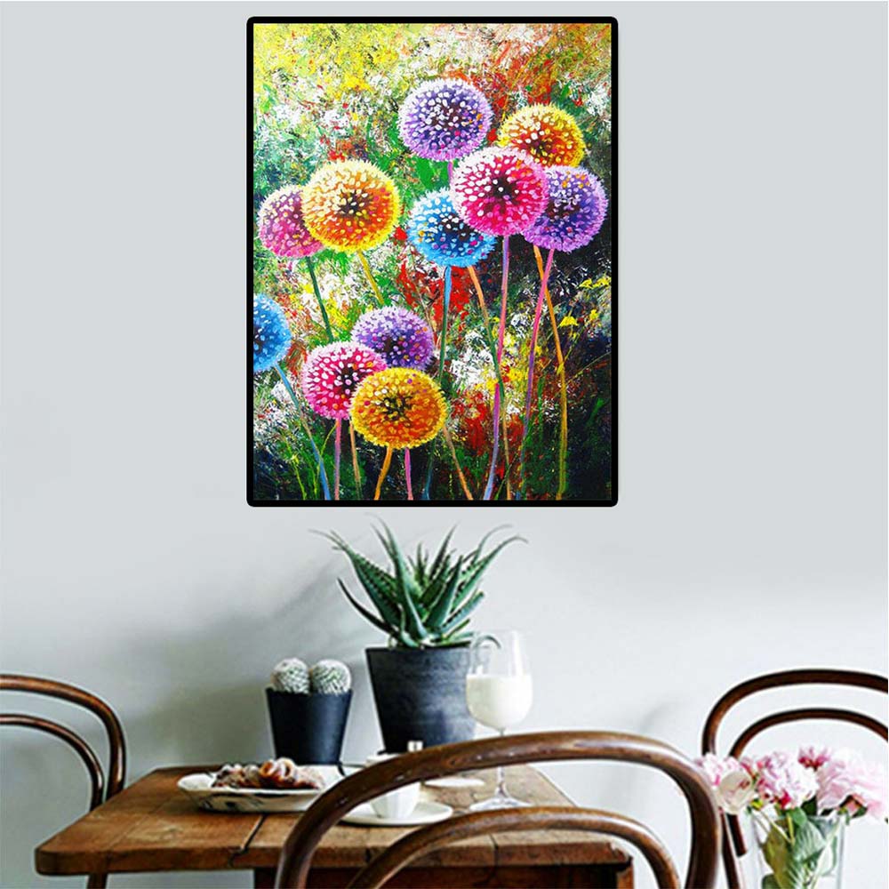 5D Diamond Painting AB Steine Farbige Pusteblumen - Unique-Diamond
