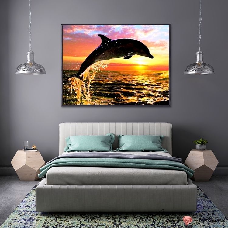 5D Diamond Painting Delfin bei Sonnenuntergang - Unique-Diamond
