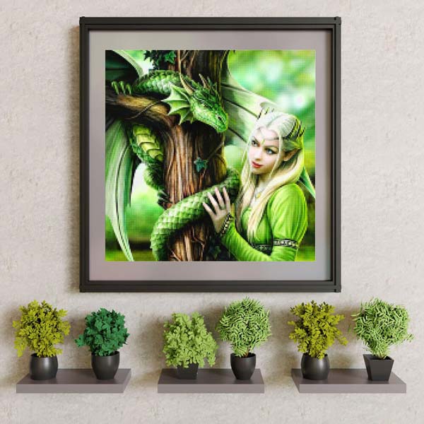 5D Diamond Painting Drache und Prinzessin - Unique-Diamond