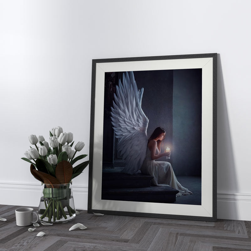 5d Diamond Painting Engel mit Kerze - Unique-Diamond