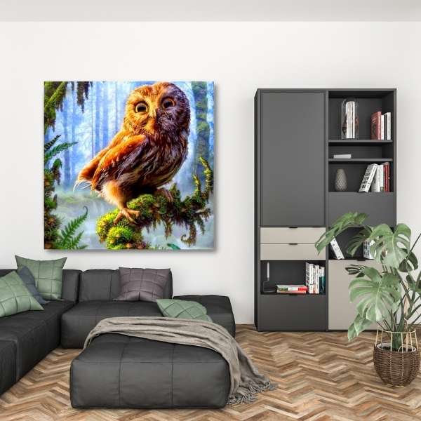5D Diamond Painting Eule im Wald - Unique-Diamond