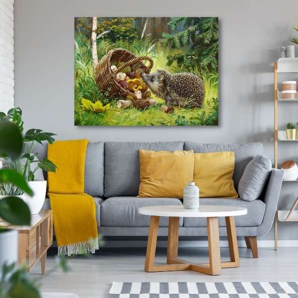 5D Diamond Painting Igel mit Pilzen - Unique-Diamond