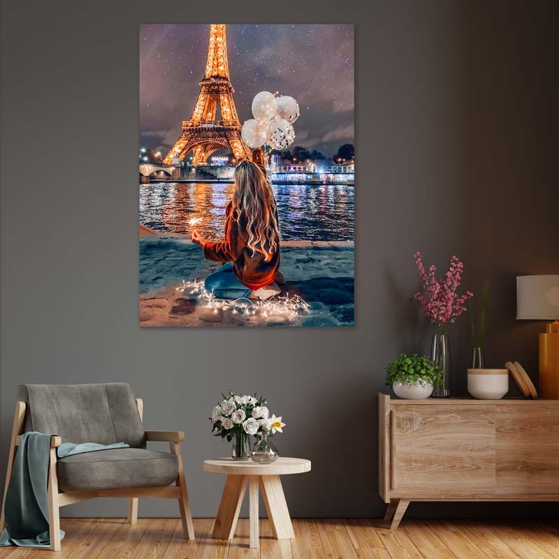 5D Diamond Painting Mädchen am Eiffelturm - Unique-Diamond