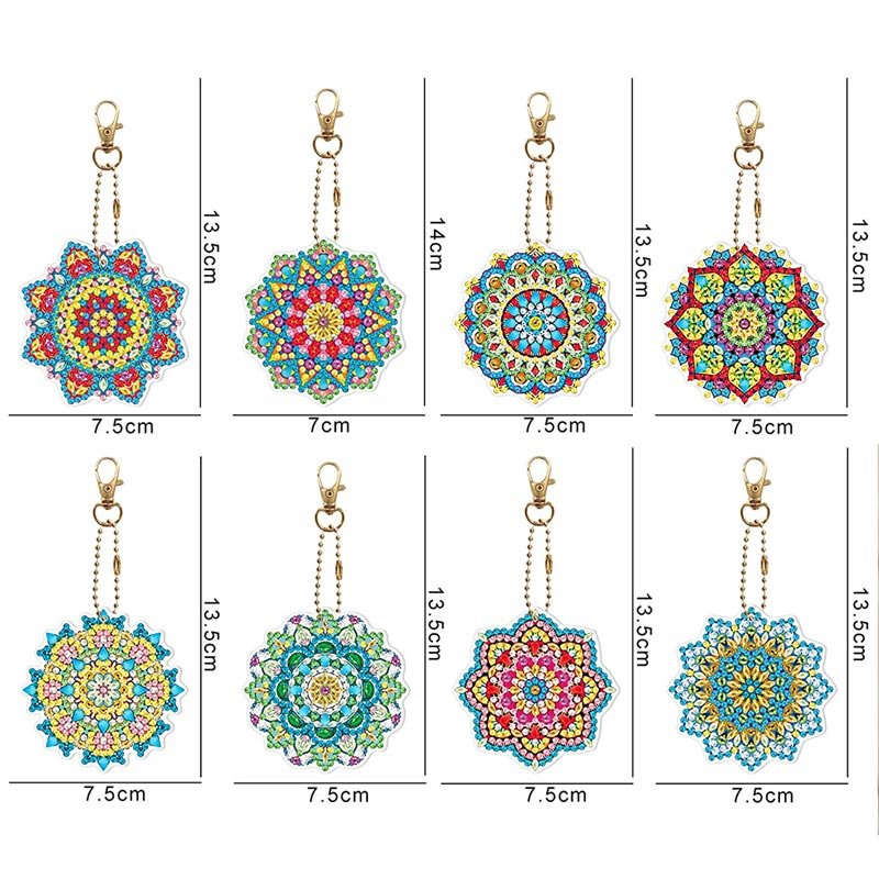5D Diamond Painting Schlüsselanhänger Mandala 8 Stück - Unique-Diamond