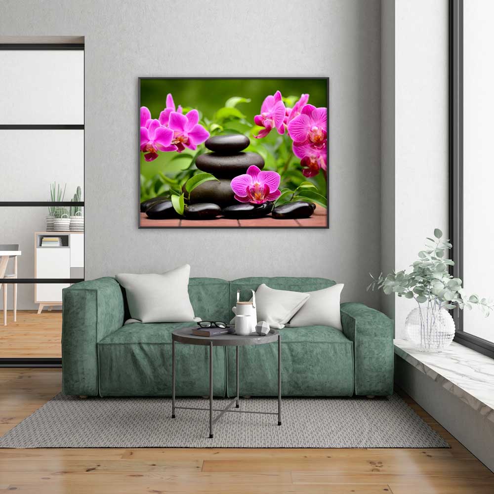 5D Diamond Painting Spa Orchidee Wellness Steine - Unique-Diamond