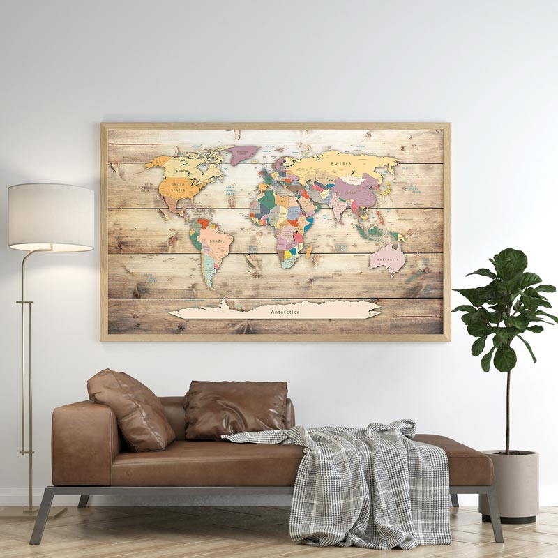 5D Diamond Painting Weltkarte Holzdesign - Unique-Diamond