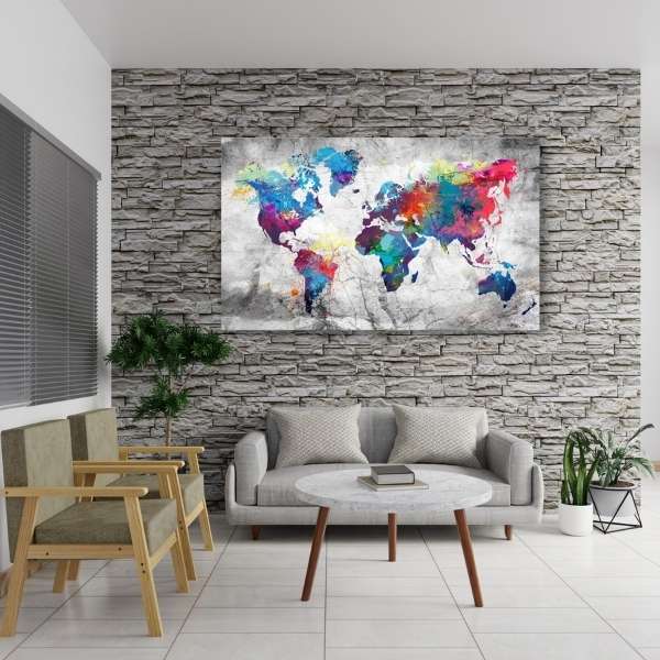 5D Diamond Painting XL Graue Weltkarte - Unique-Diamond