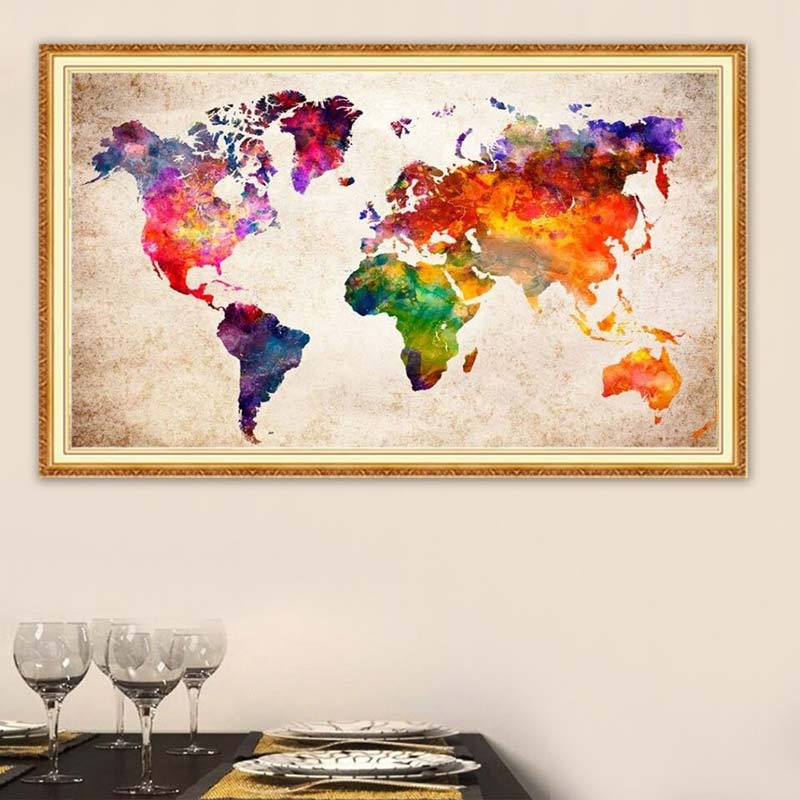5D Diamond Painting XXL AB Steine Beige Weltkarte - Unique-Diamond