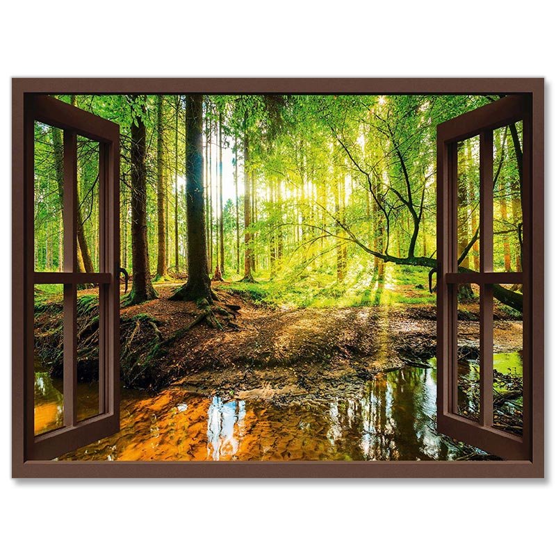 5D Diamond Painting XXL Fenster mit Waldblick - Unique-Diamond