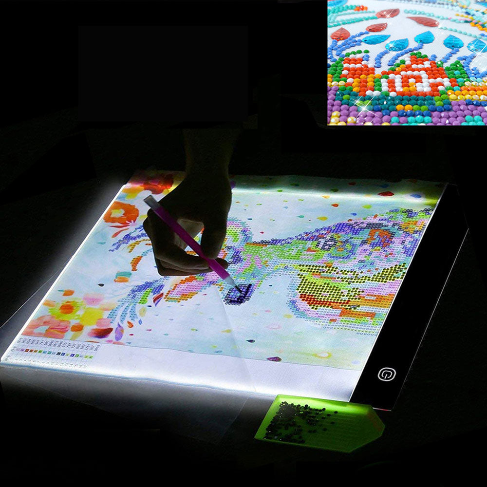 Diamond Painting LED-Pad Pink + Zubehör A4, Unique-Diamond