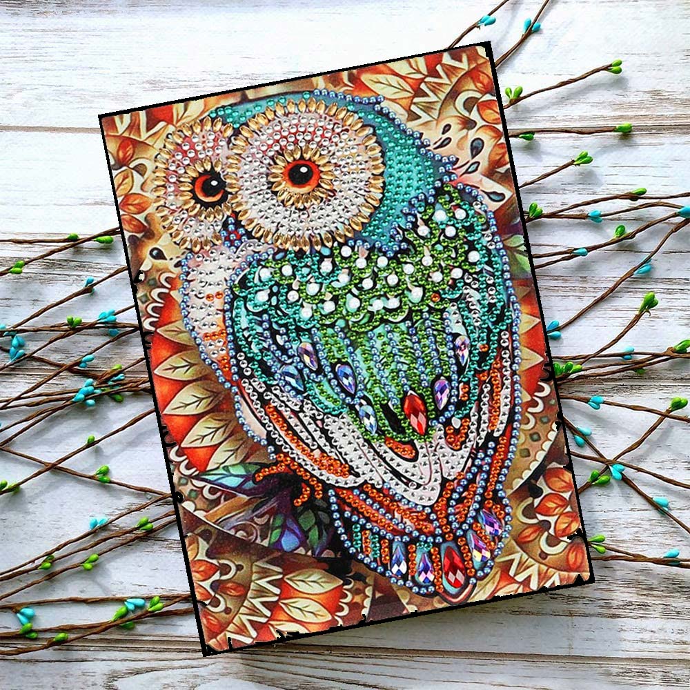Diamond Painting Notizbuch Eule, Unique-Diamond