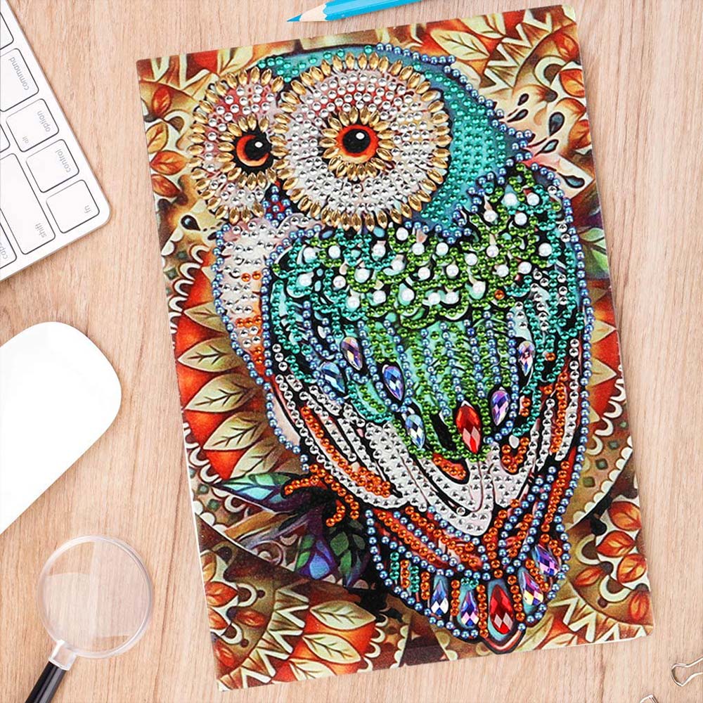 Diamond Painting Notizbuch Eule, Unique-Diamond