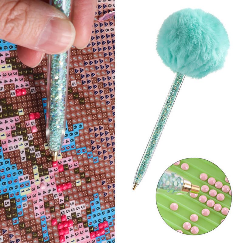 Diamond Painting Glitzerstift mit Haarkugel 4 Farben Zubehör - Unique-Diamond