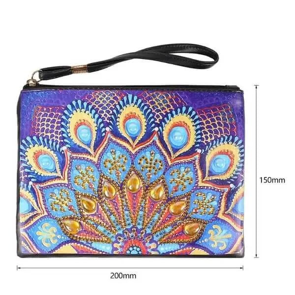 Diamond Painting Handgelenktasche blauer Pfau - Unique-Diamond