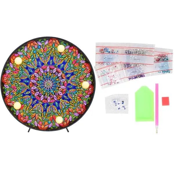 Diamond Painting LED Lampe Mandala Grün - Unique-Diamond