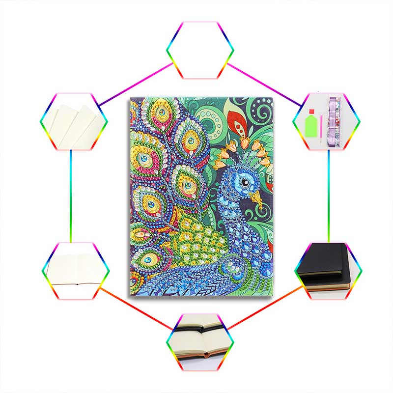 Diamond Painting Notizbuch Pfau - Unique-Diamond